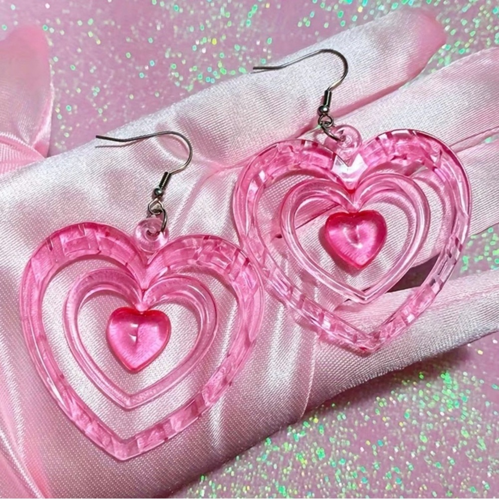 Pink Heart-Shaped Earrings